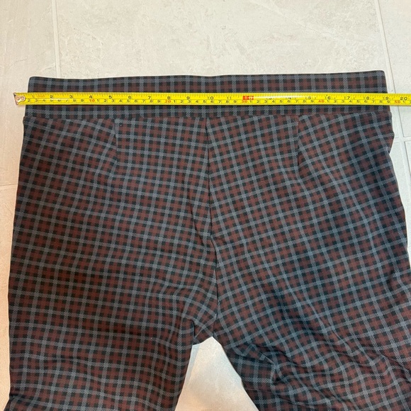 LOFT Women's Burgundy Plaid Checkered Leggings - Picture 4 of 6